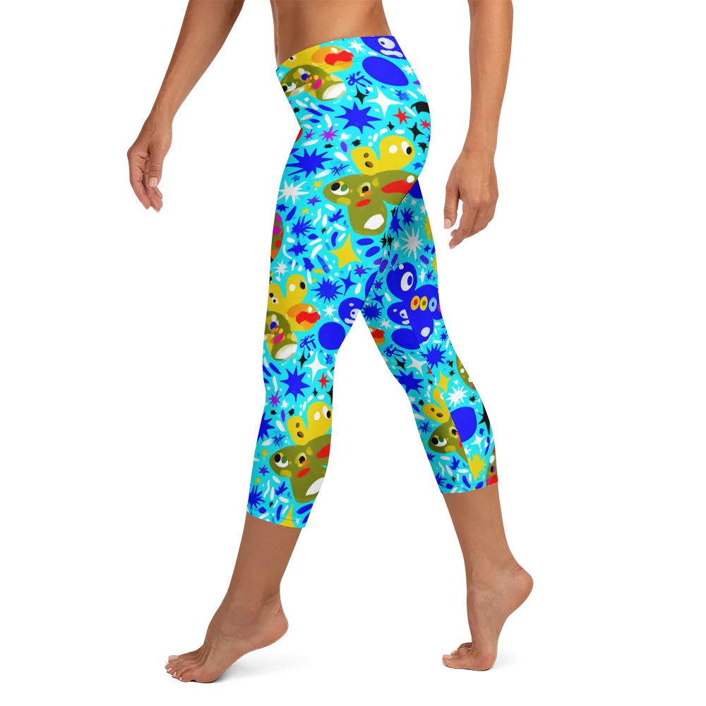 Cosmic Critter Bloom on Capri Leggings — Left