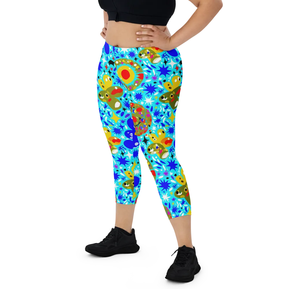 Cosmic Critter Bloom on Capri Leggings — Front