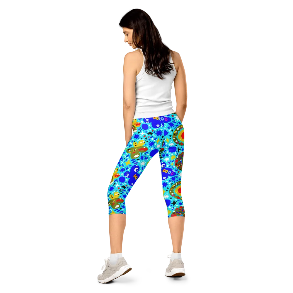 Cosmic Critter Bloom on Capri Leggings — Back
