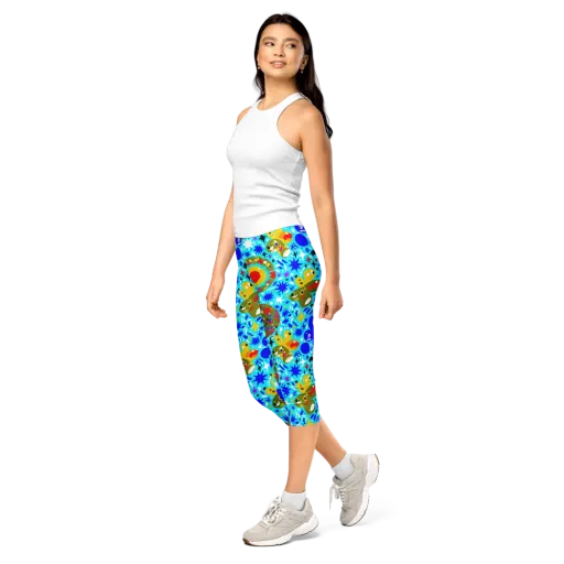 Cosmic Critter Bloom on a Capri Leggings