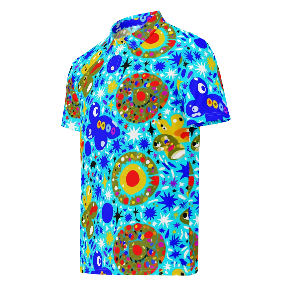 Cosmic Critter Bloom on Men's Slim Fit Polo Shirt — Left Front