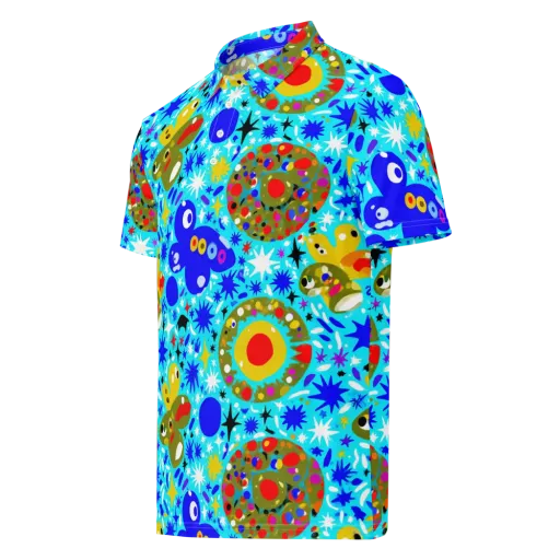 Cosmic Critter Bloom on a Men's Slim Fit Polo Shirt