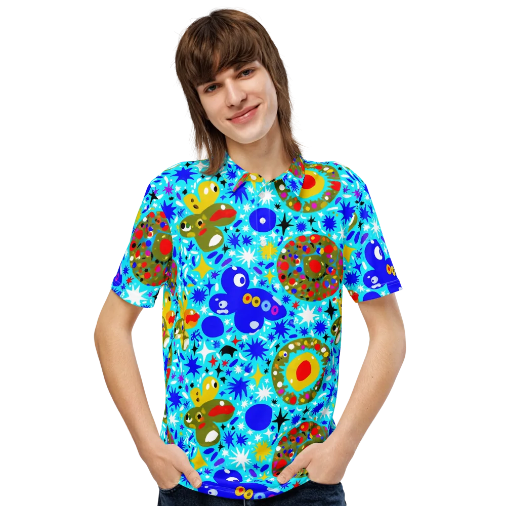 Cosmic Critter Bloom on Men's Slim Fit Polo Shirt — Front