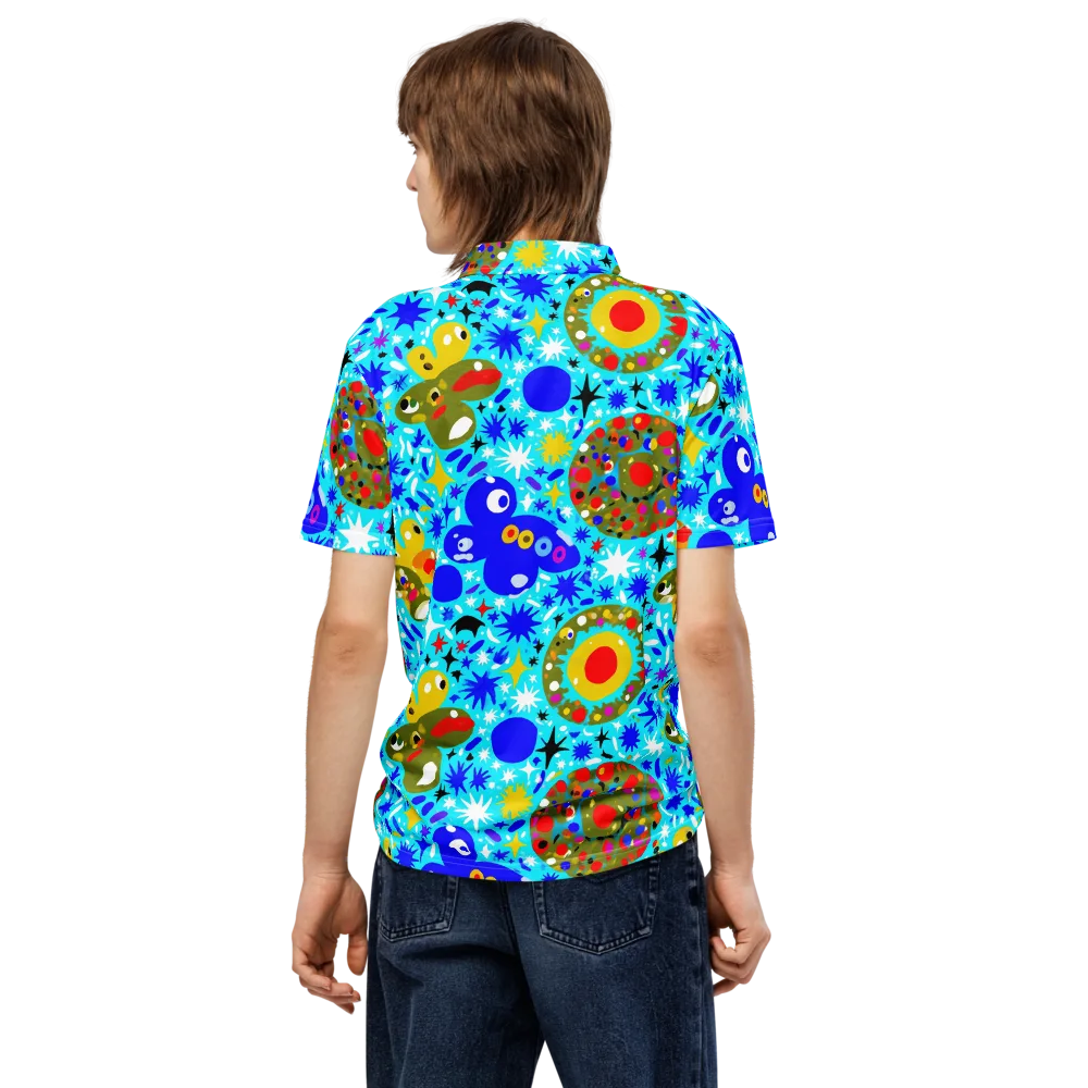 Cosmic Critter Bloom on Men's Slim Fit Polo Shirt — Back