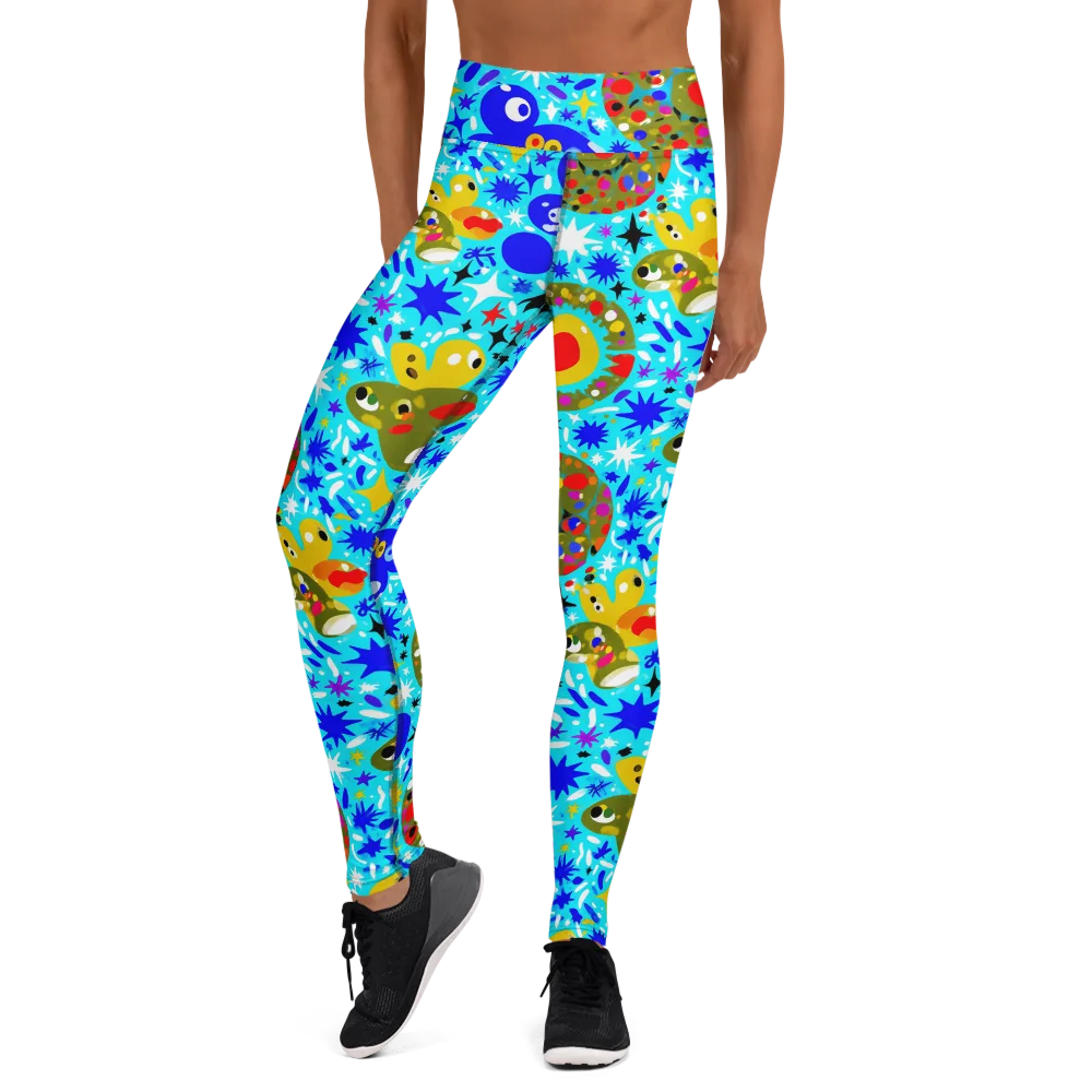 Cosmic Critter Bloom on Yoga Leggings — Front