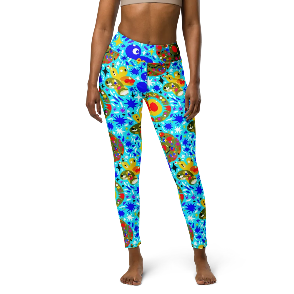 Cosmic Critter Bloom on Yoga Leggings — Front