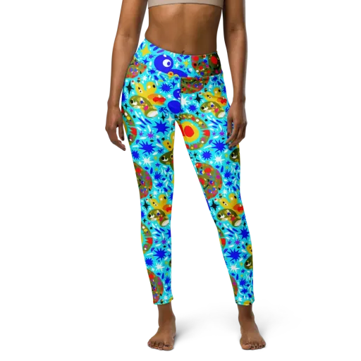 Cosmic Critter Bloom on a Yoga Leggings