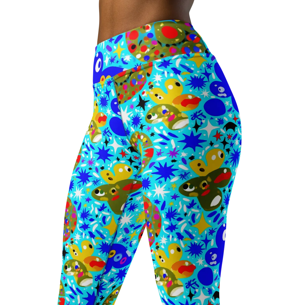 Cosmic Critter Bloom on Yoga Leggings — Left Front