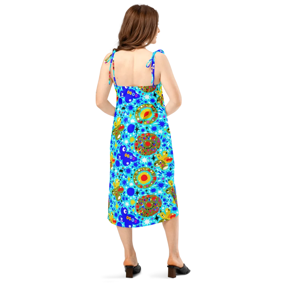 Cosmic Critter Bloom on Slip Dress — Back