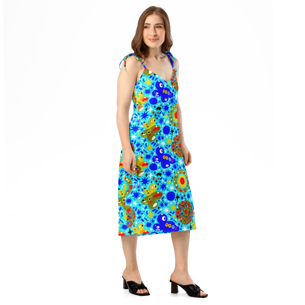 Cosmic Critter Bloom on Slip Dress — Right Front