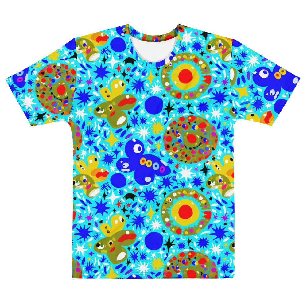 Cosmic Critter Bloom on Men's Cotton Crew Neck T-Shirt — Front