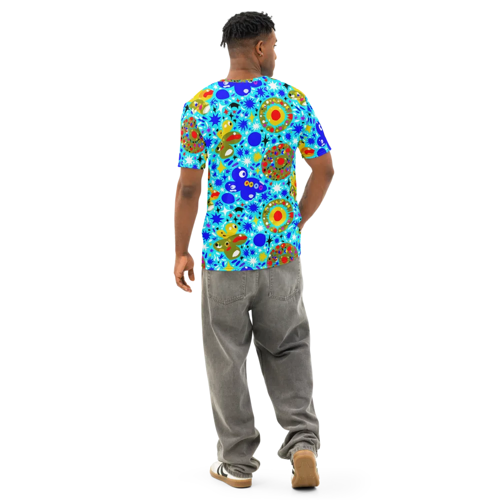 Cosmic Critter Bloom on Men's Cotton Crew Neck T-Shirt — Back