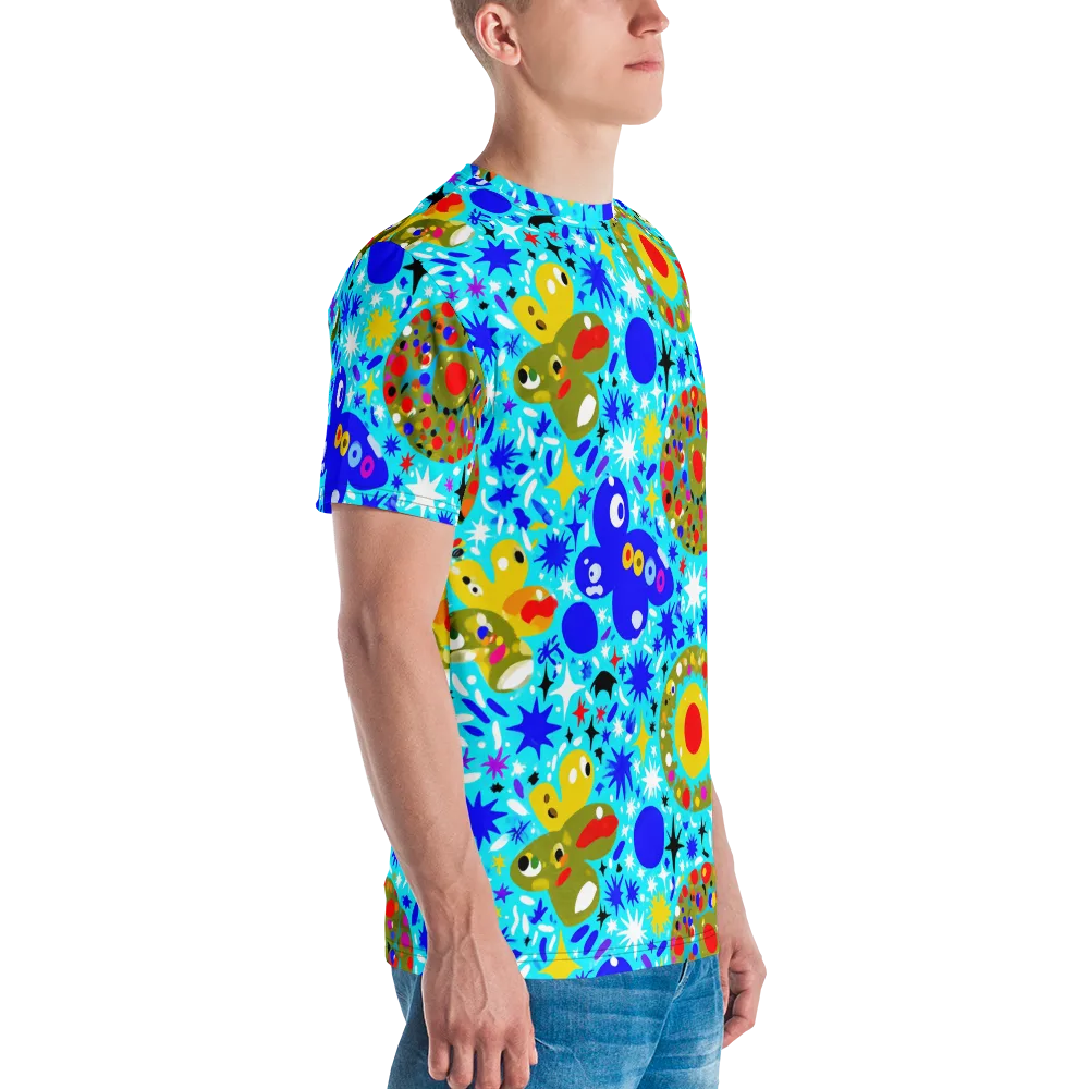 Cosmic Critter Bloom on Men's Crew Neck T-Shirt — Right