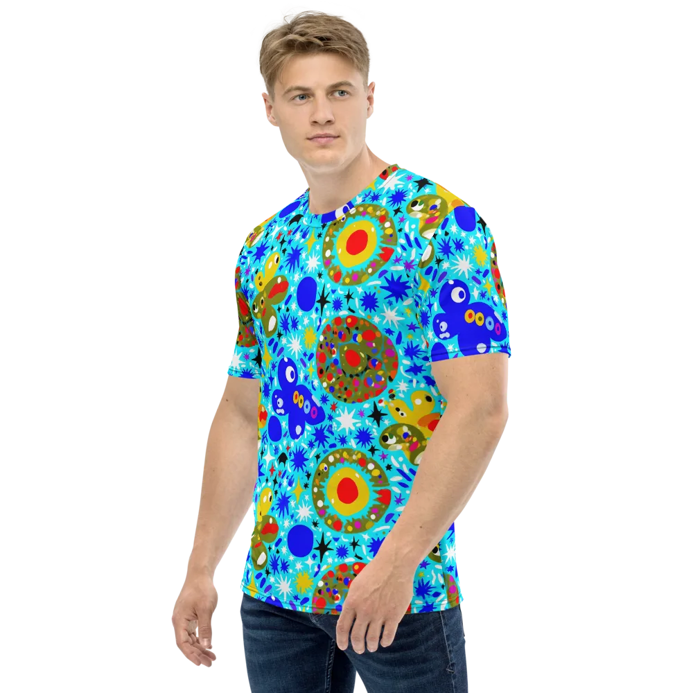 Cosmic Critter Bloom on Men's Crew Neck T-Shirt — Left