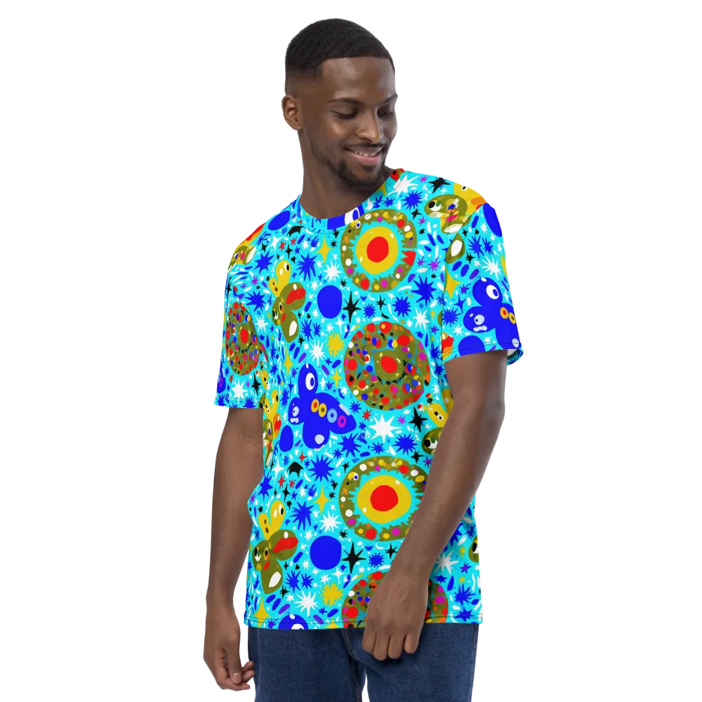 Cosmic Critter Bloom on Men's Crew Neck T-Shirt — Left