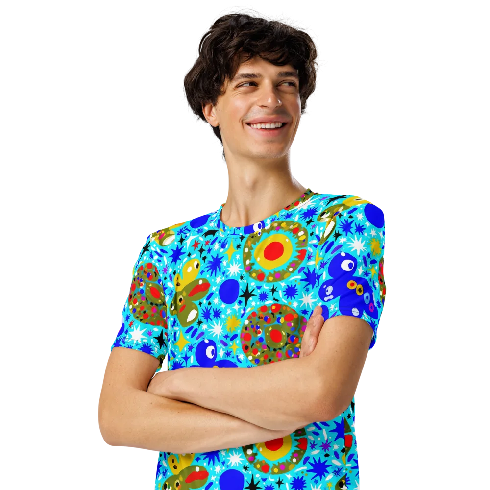 Cosmic Critter Bloom on Men's Crew Neck T-Shirt — Left Front