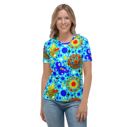 Cosmic Critter Bloom on a Women's Crew Neck T-Shirt