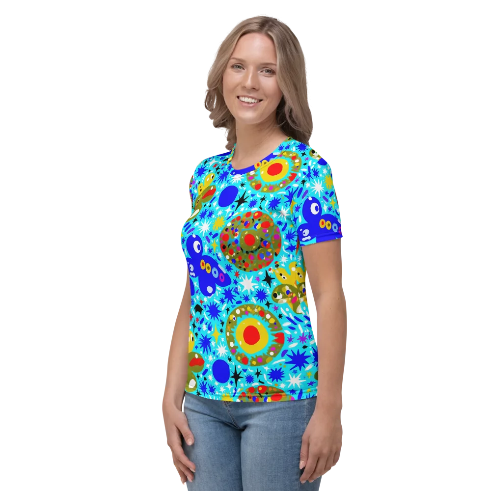 Cosmic Critter Bloom on Women's Crew Neck T-Shirt — Left