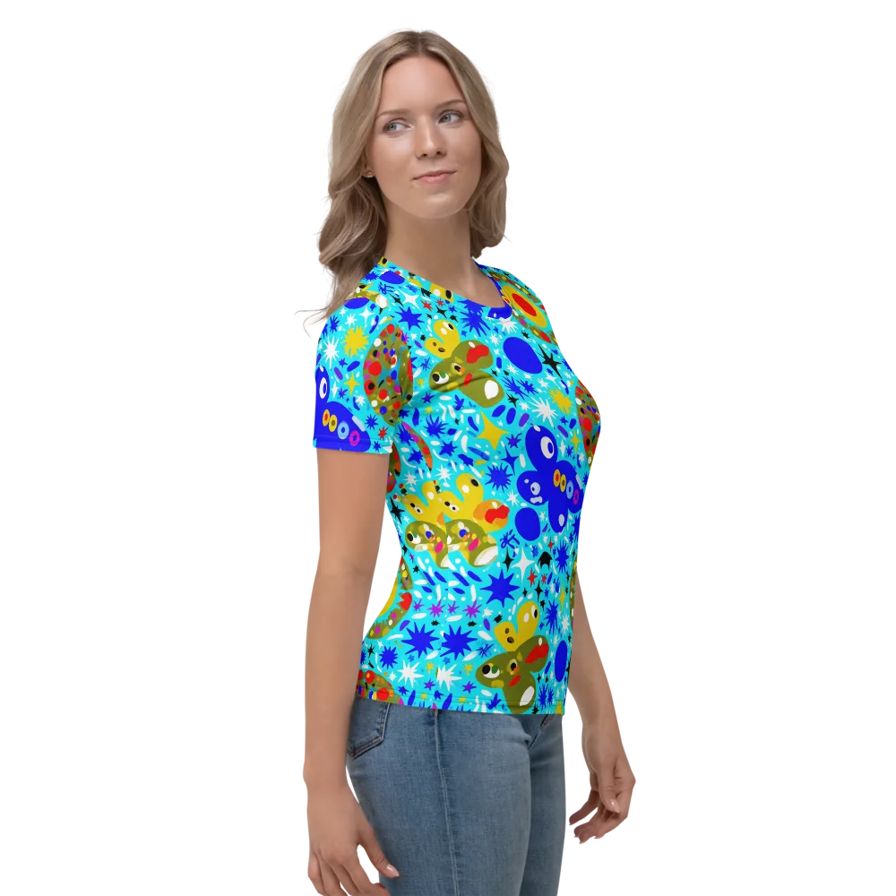 Cosmic Critter Bloom on Women's Crew Neck T-Shirt — Right