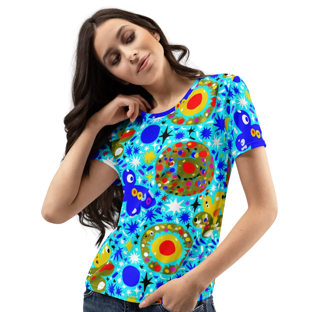 Cosmic Critter Bloom on Women's Crew Neck T-Shirt — Left Front