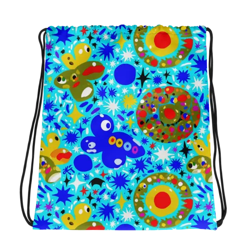 Cosmic Critter Bloom on a Drawstring Bag