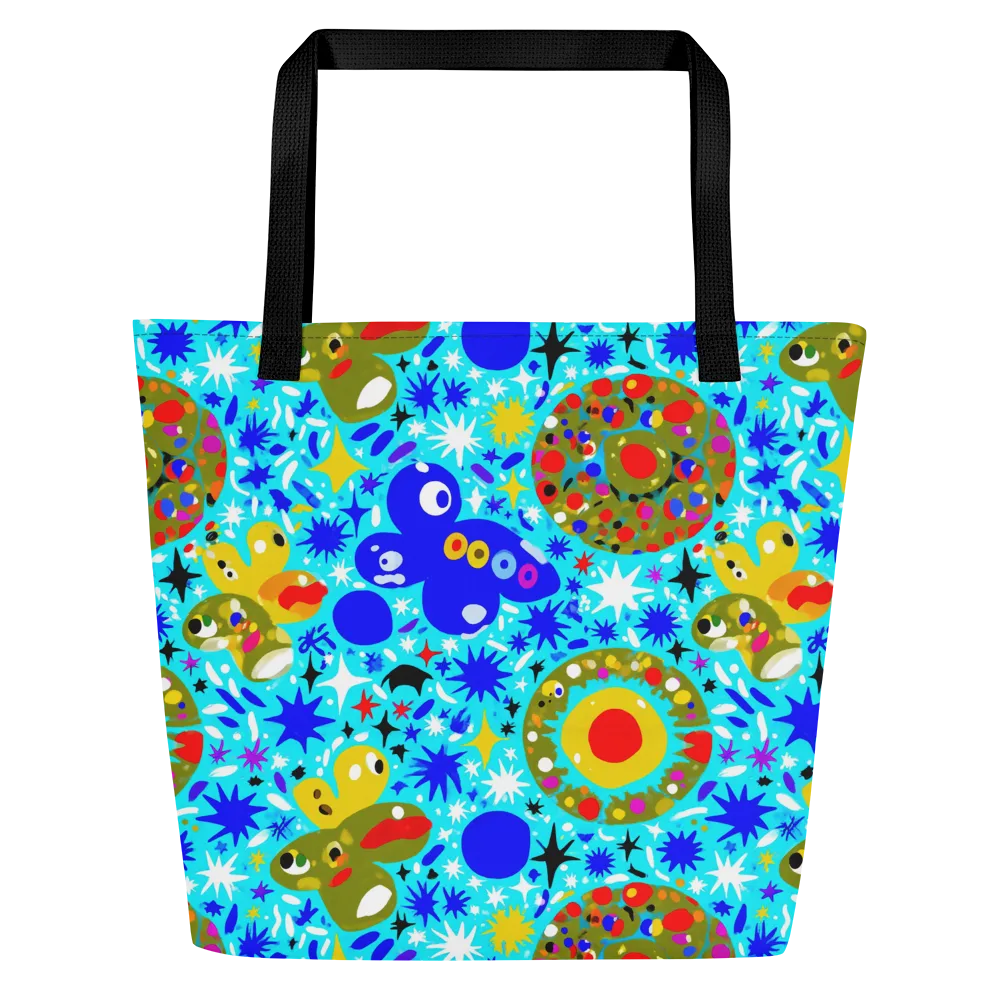 Cosmic Critter Bloom on Large Tote Bag W/ Pocket — Front