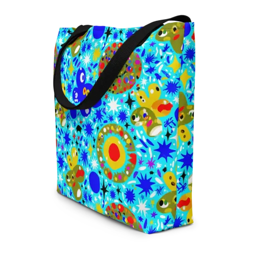 Cosmic Critter Bloom on a Large Tote Bag W/ Pocket