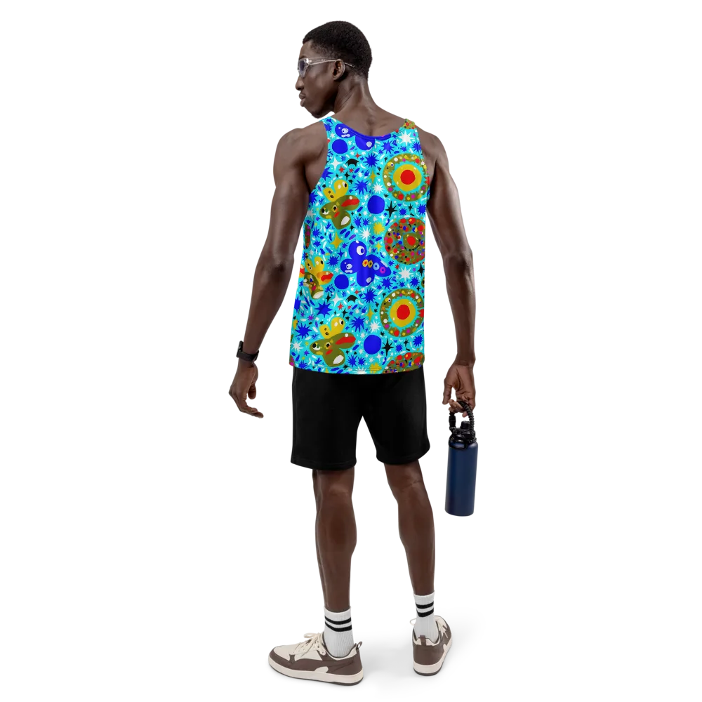 Cosmic Critter Bloom on Men's Tank Top — Back