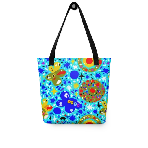 Cosmic Critter Bloom on a Tote Bag