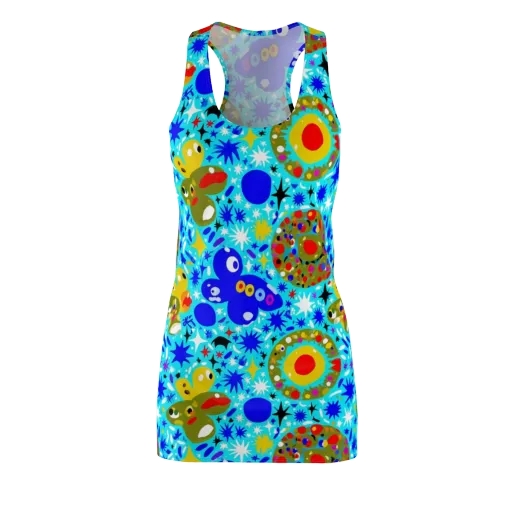 Cosmic Critter Bloom on a Racerback Dress