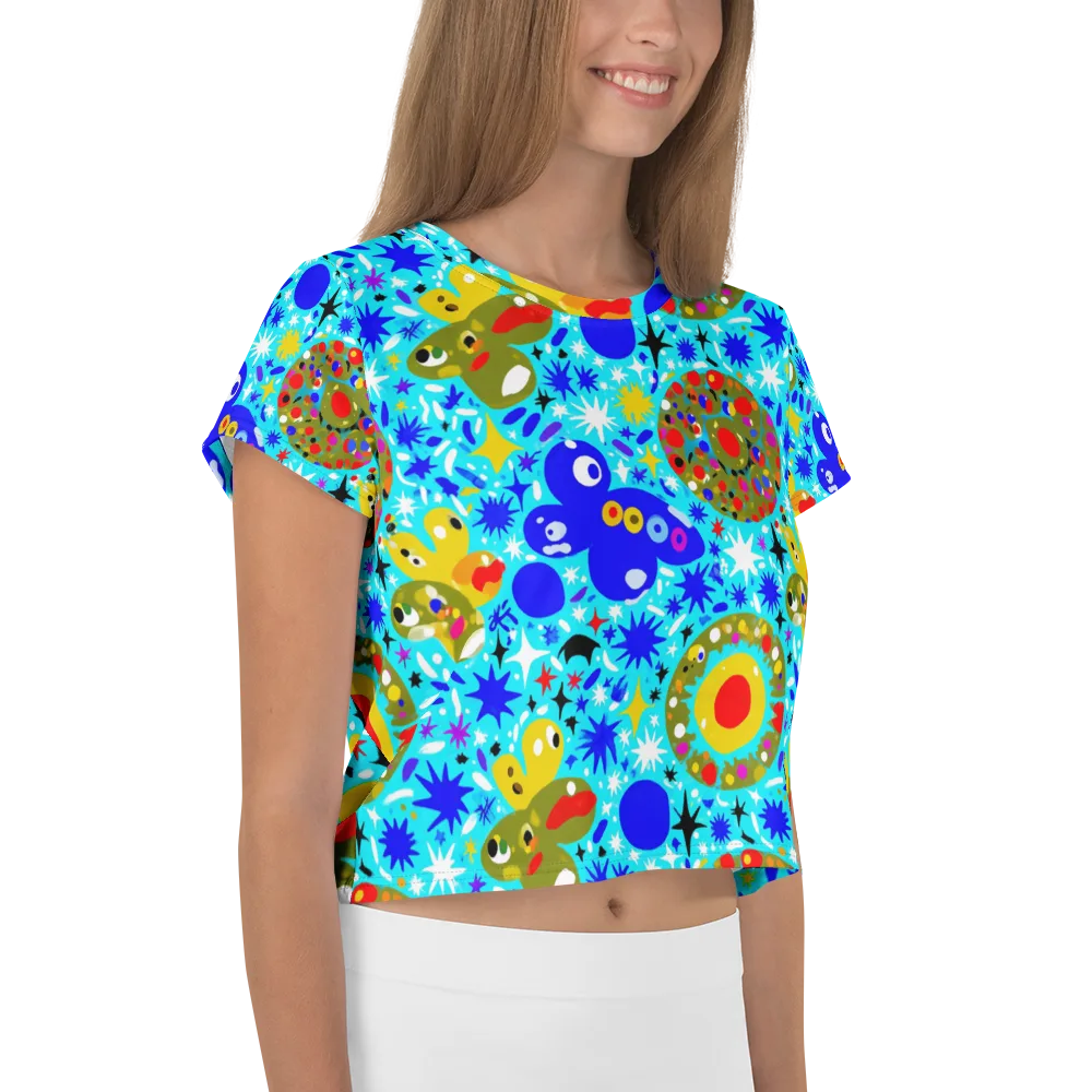Cosmic Critter Bloom on Crop Tee — Right