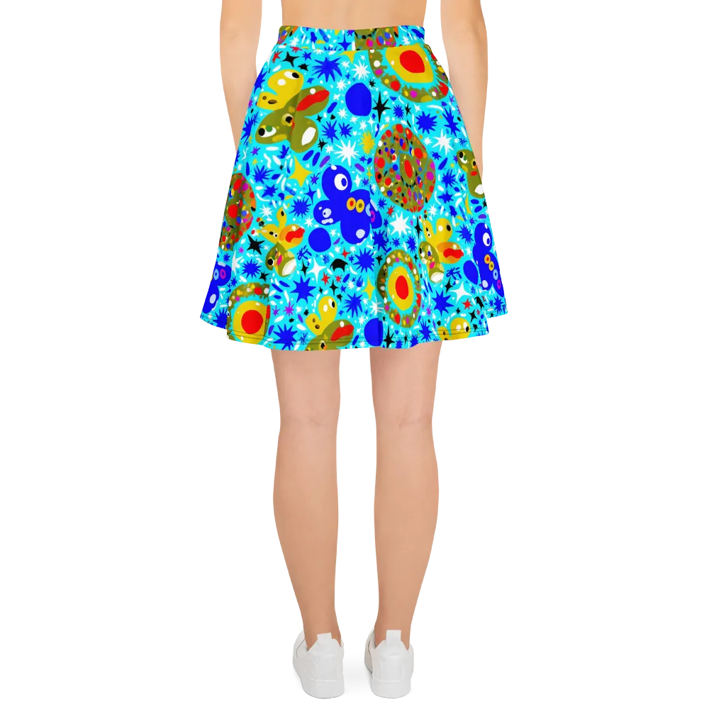 Cosmic Critter Bloom on Skater Skirt — Back