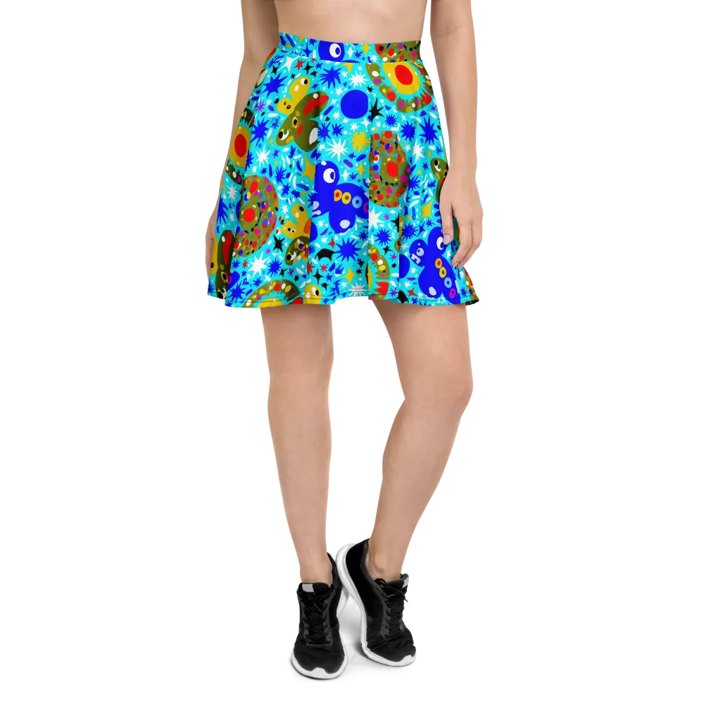 Cosmic Critter Bloom on Skater Skirt — Front