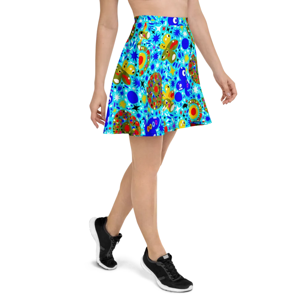 Cosmic Critter Bloom on Skater Skirt — Right
