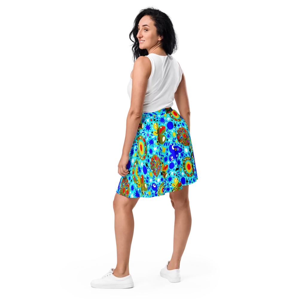 Cosmic Critter Bloom on Skater Skirt — Back