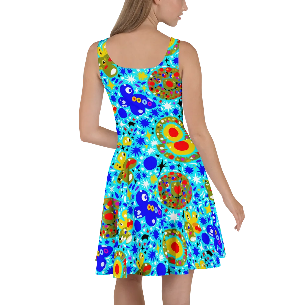 Cosmic Critter Bloom on Skater Dress — Back