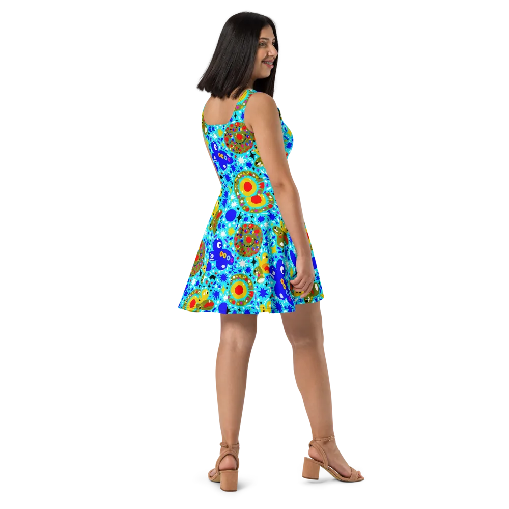 Cosmic Critter Bloom on Skater Dress — Right