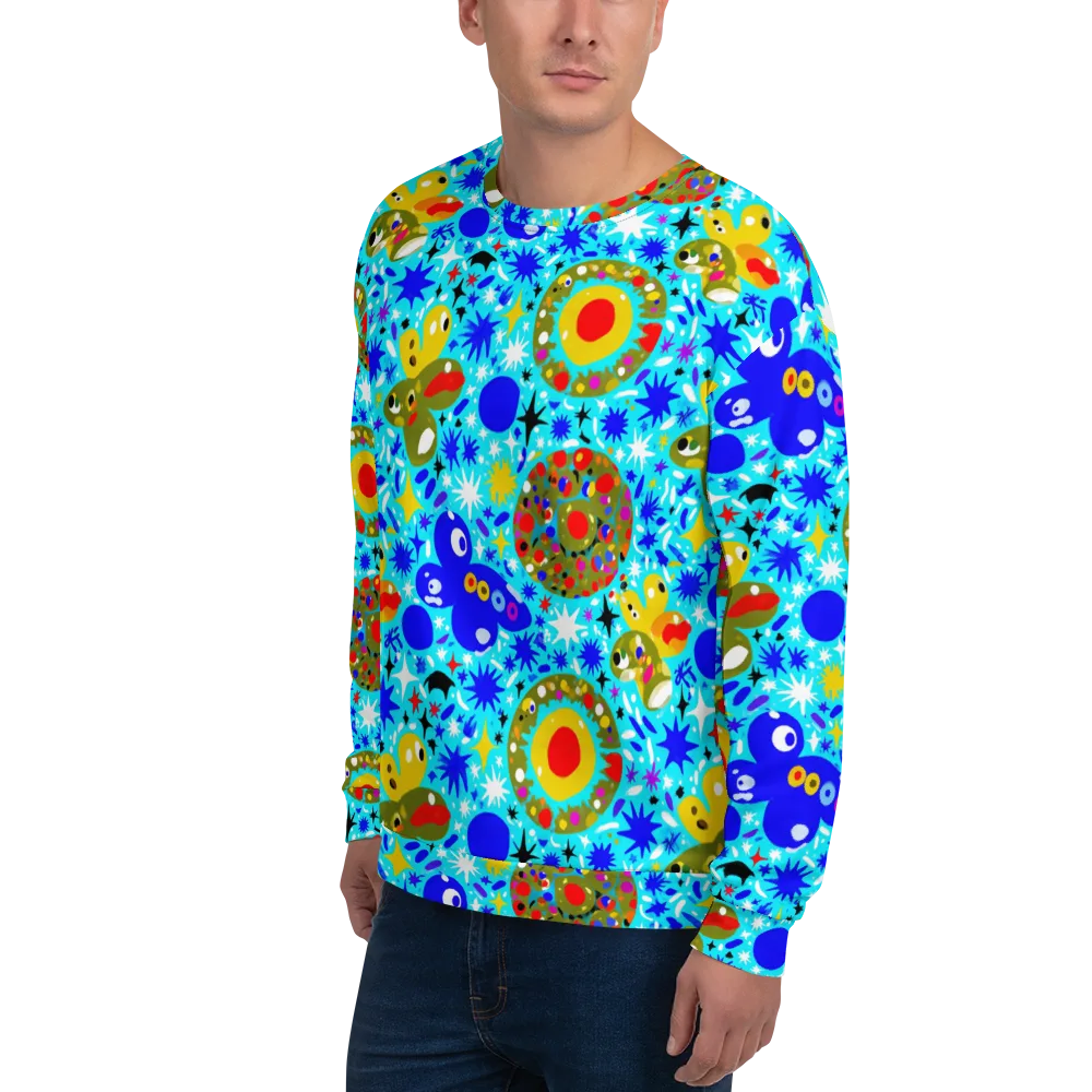 Cosmic Critter Bloom on Sweatshirt — Left Front