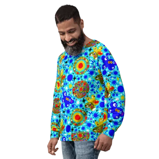 Cosmic Critter Bloom on a Sweatshirt