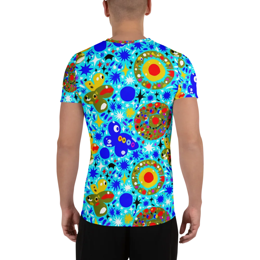Cosmic Critter Bloom on Men's Athletic T-Shirt — Back
