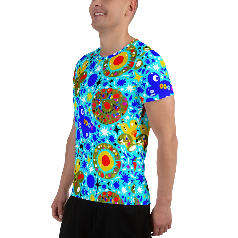 Cosmic Critter Bloom on Men's Athletic T-Shirt — Left