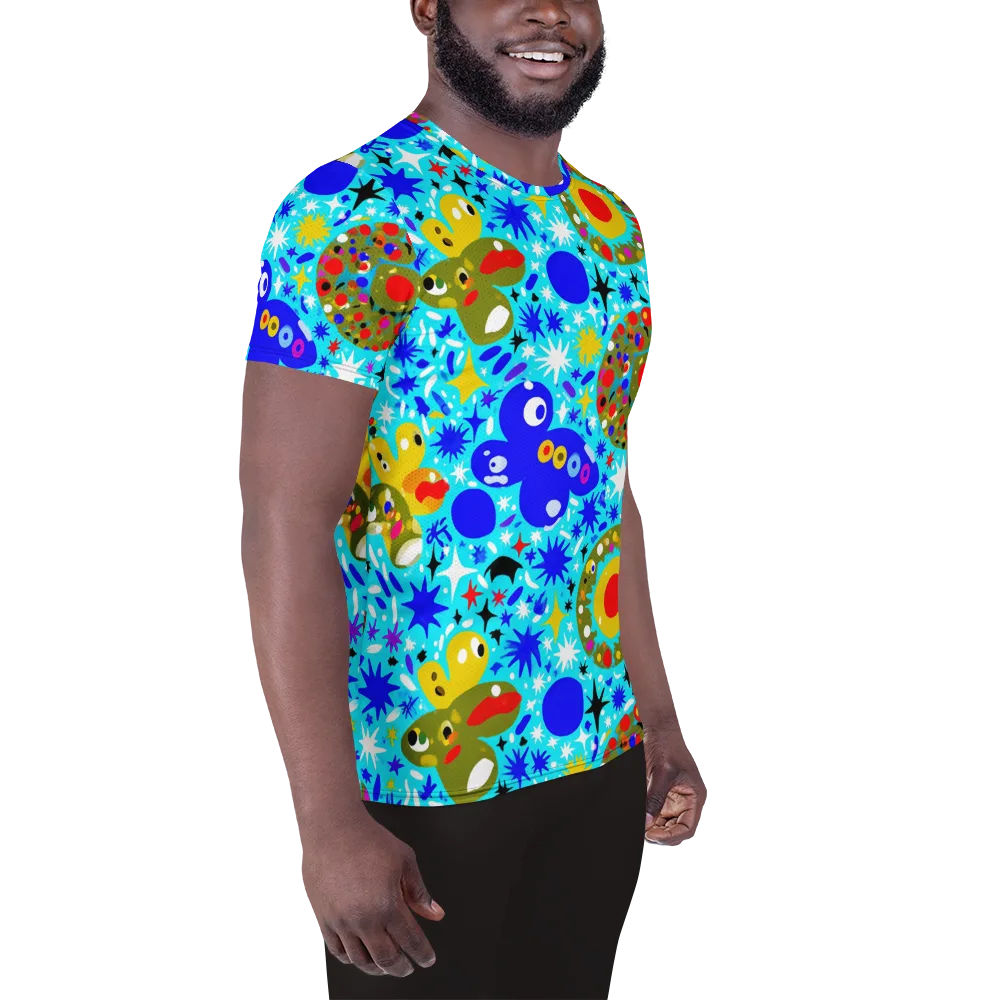 Cosmic Critter Bloom on Men's Athletic T-Shirt — Right