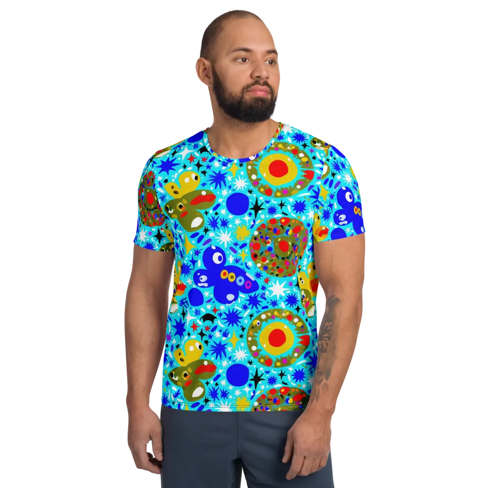 Cosmic Critter Bloom on Men's Athletic T-Shirt — Front