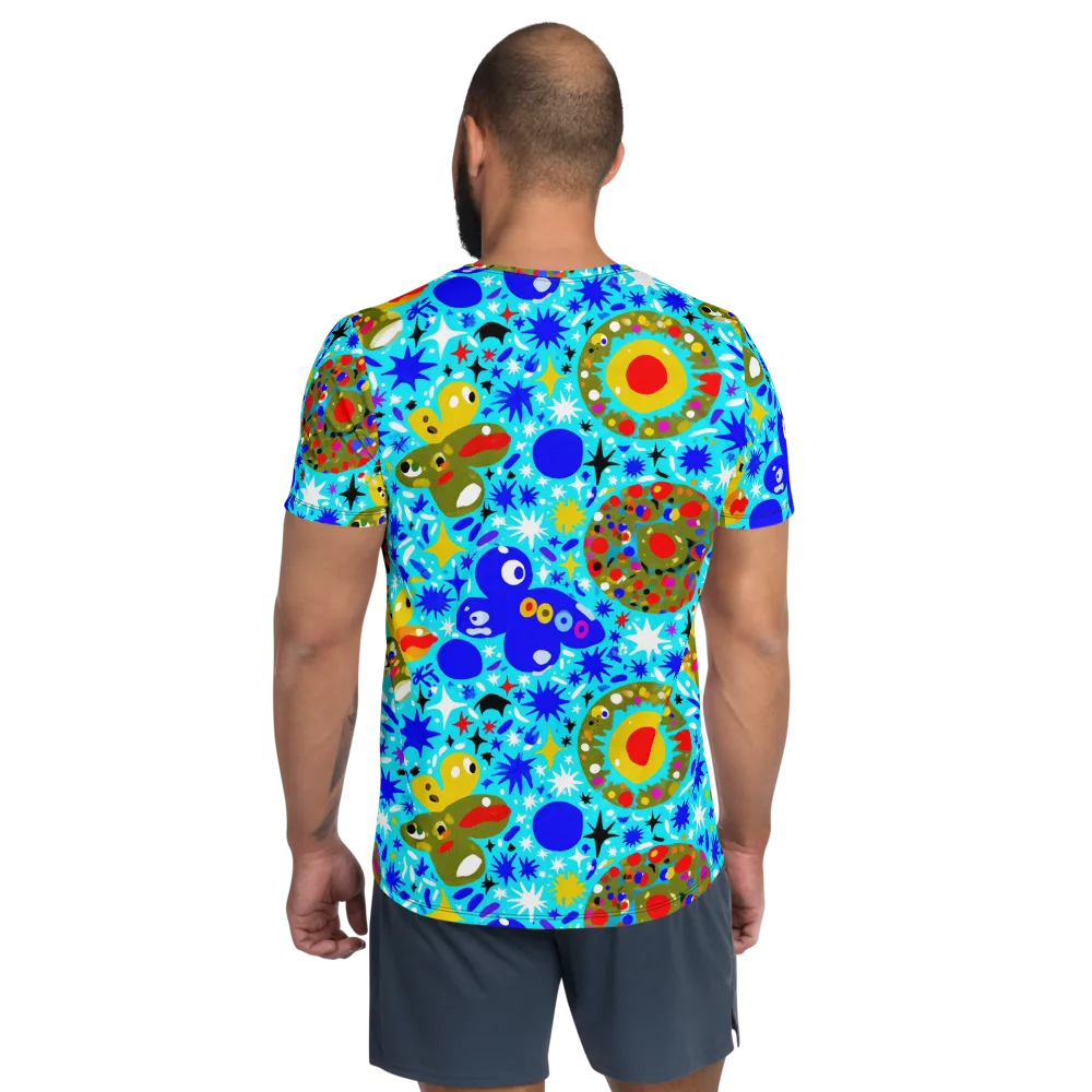 Cosmic Critter Bloom on Men's Athletic T-Shirt — Back