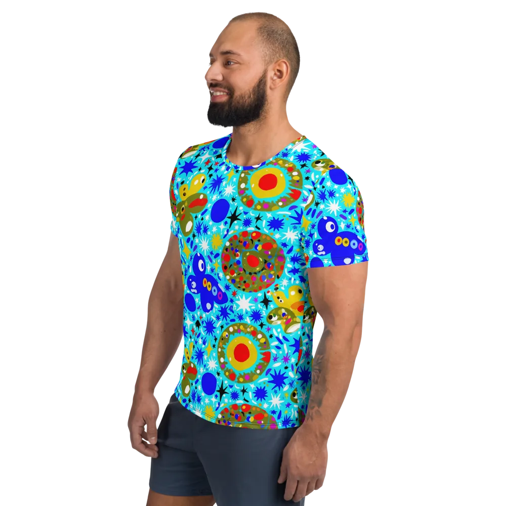 Cosmic Critter Bloom on Men's Athletic T-Shirt — Left