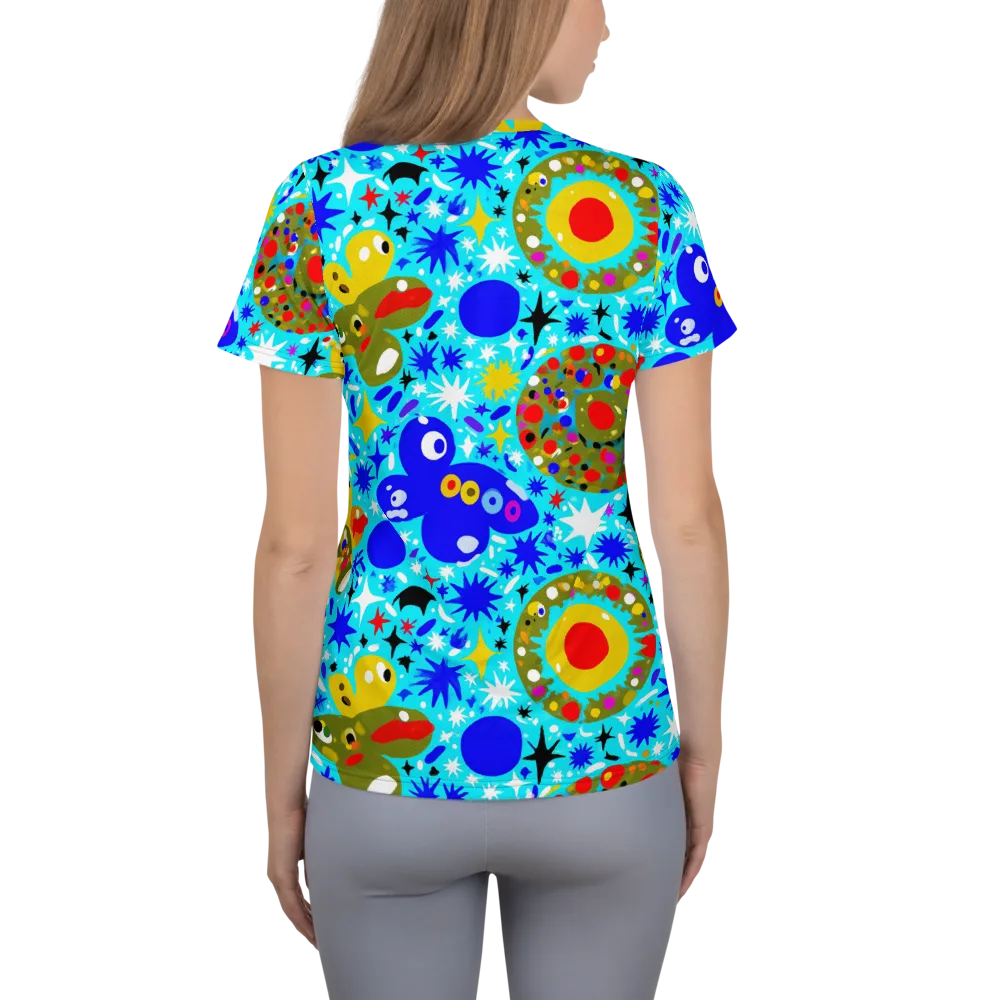 Cosmic Critter Bloom on Women's Athletic T-Shirt — Back