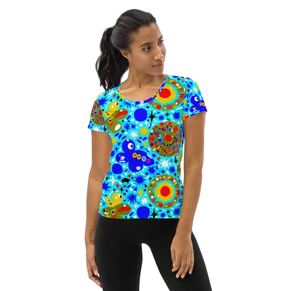 Cosmic Critter Bloom on Women's Athletic T-Shirt — Front