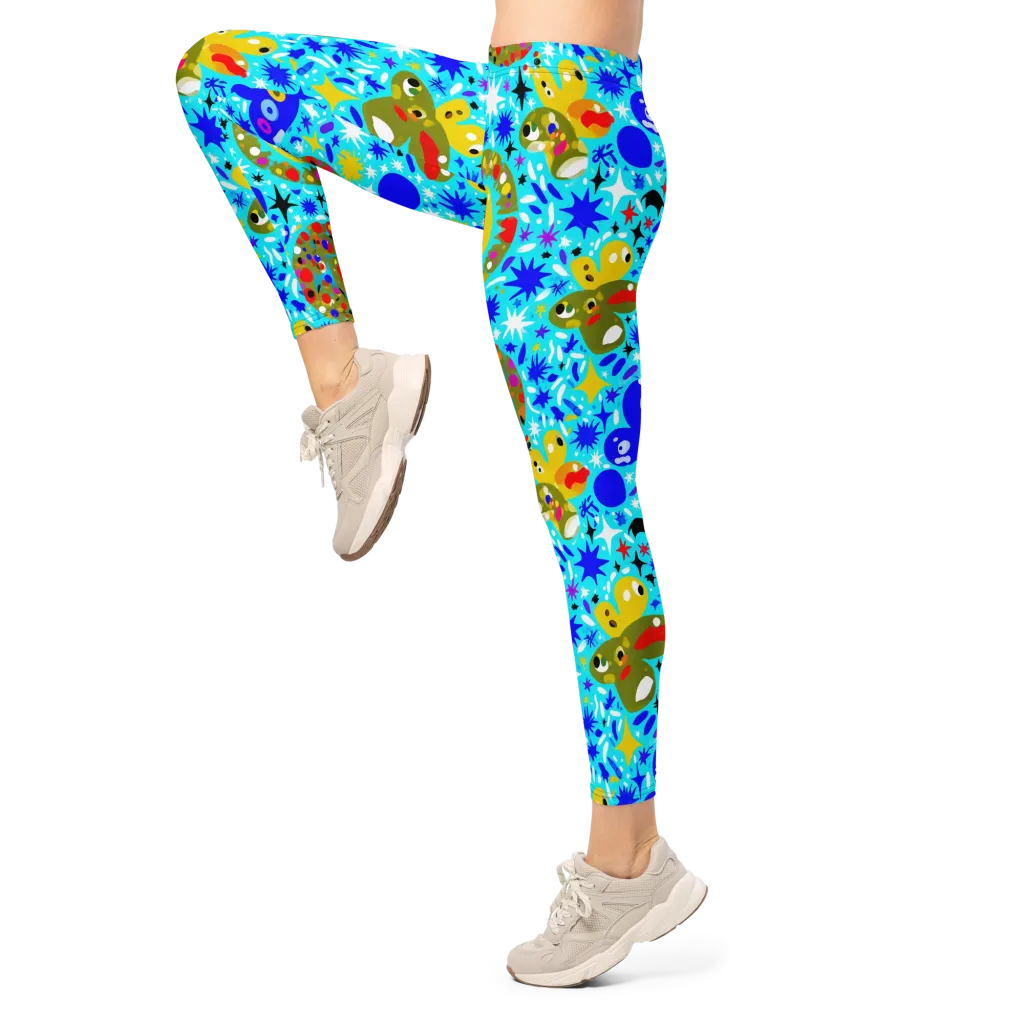 Cosmic Critter Bloom on Leggings — Left