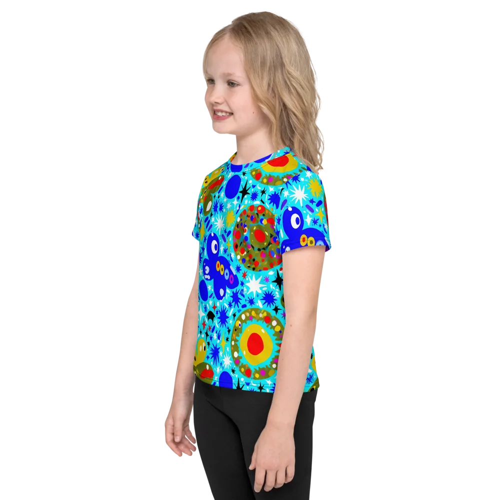 Cosmic Critter Bloom on Kids Crew Neck T-Shirt — Left