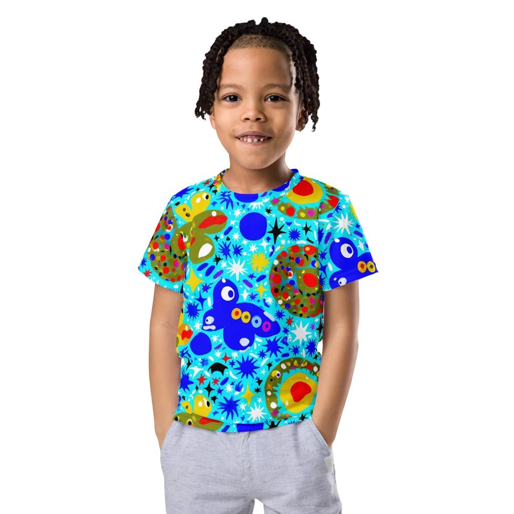 Cosmic Critter Bloom on Kids Crew Neck T-Shirt — Front